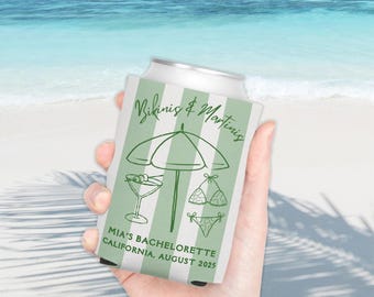Bikinis and Martinis Custom Bachelorette Can Cooler Personalized Bachelorette Can Cooler Beach Bachelorette Drink Koozie Bachelorette Gift