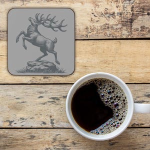 Stag Coaster Deer Coaster Grey Drink Mat Woodland Decor Hunting Lodge Decor Men&#39;s Gift Rustic Decor Table Accessories Coffee Accessories