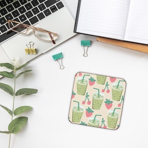 Matcha Latte Coaster Iced Matcha Gift For Her Coffee Drink Mat Cute Cafe Decor Coffee Lover Gift Table Accessories Coffee Accessories