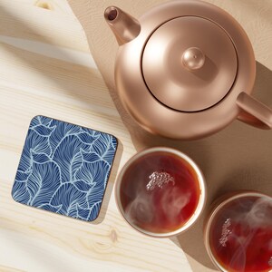Leaf Coaster Botanical Drink Coaster Home Decor Housewarming Gift Table Accessories Friend Gift Blue Nature Drink Mat Coffee Accessories