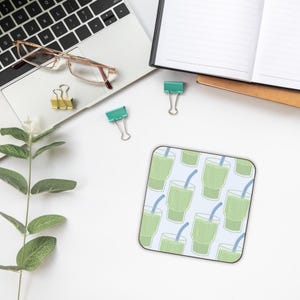 Matcha Latte Coaster Iced Matcha Gift For Her Coffee Drink Mat Cute Cafe Decor Coffee Lover Gift Table Accessories Coffee Accessories