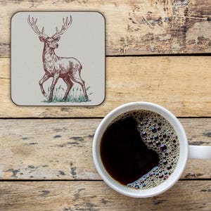 Stag Coaster Deer Coaster Grey Drink Mat Woodland Decor Hunting Lodge Decor Men&#39;s Gift Rustic Decor Table Accessories Coffee Accessories