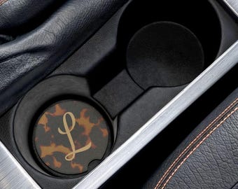 Personalized Tortoise Shell Car Coaster Set Custom Fall Car Coaster Tortoise Pattern Car Accessories Aesthetic Car Decor Gift For Car Lover