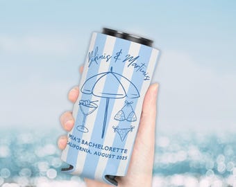Bikinis and Martinis Custom Bachelorette Can Cooler Personalized Bachelorette Can Cooler Beach Bachelorette Drink Koozie Bachelorette Gift