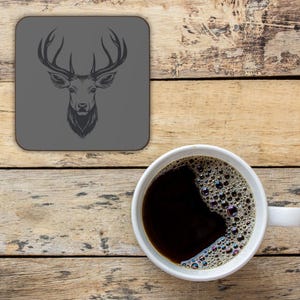 Stag Coaster Deer Coaster Grey Drink Mat Woodland Decor Hunting Lodge Decor Men&#39;s Gift Rustic Decor Table Accessories Coffee Accessories