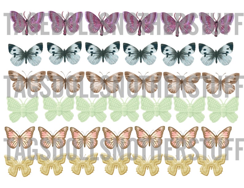 22 Different Butterfly Images to Print 4 Pages Multi for Scrap Albums ...