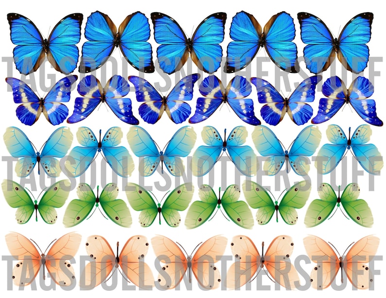 22 Different Butterfly Images to Print 4 Pages Multi for Scrap Albums ...