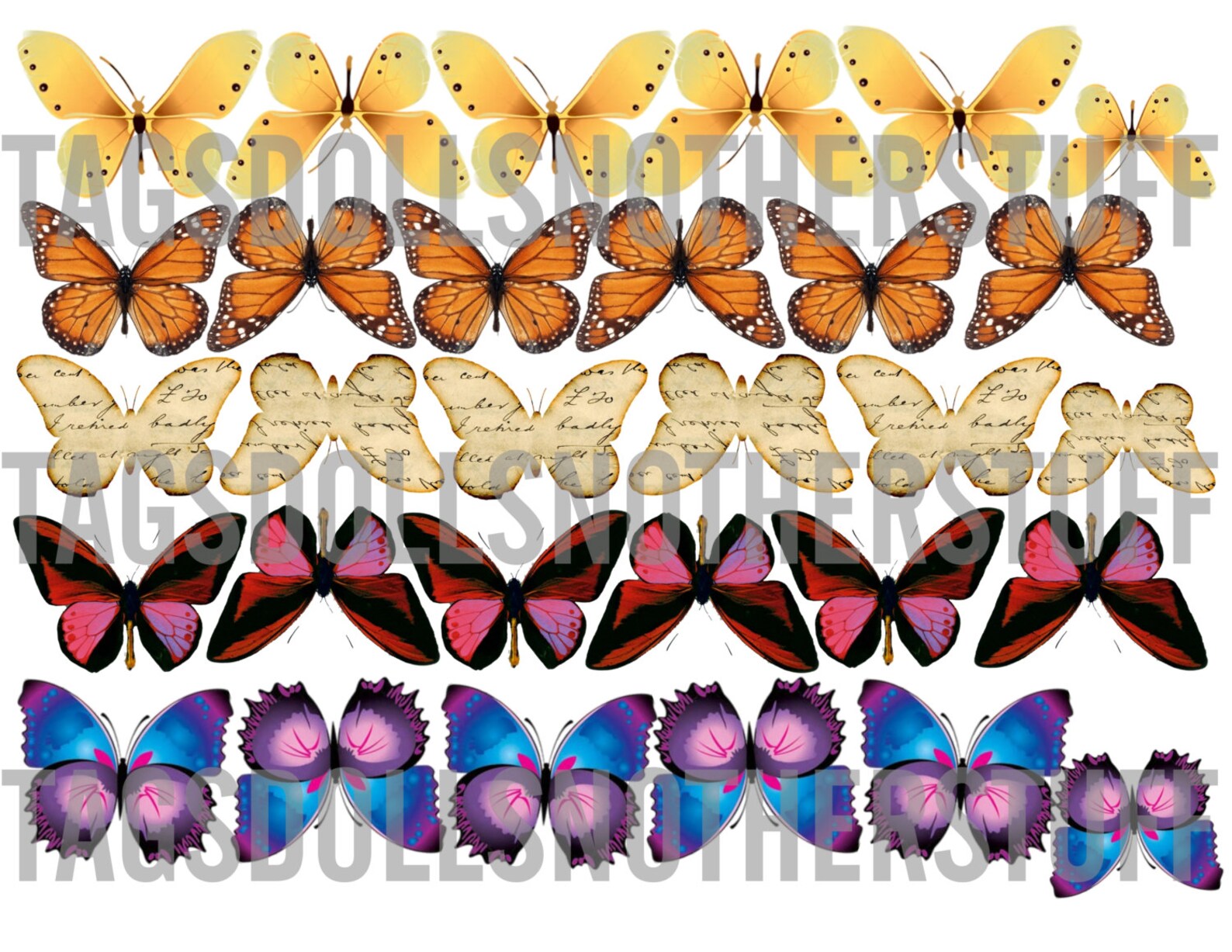 22 Different Butterfly Images to Print 4 Pages Multi for Scrap Albums ...
