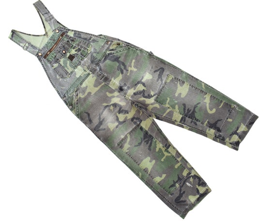 70s Vintage Denim Overalls Camo Denim Overalls Cam