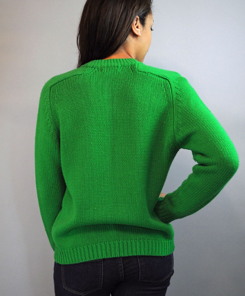 50s vintage CARDIGAN SWEATER / Kelly Green Cable Knit womens Etsy
