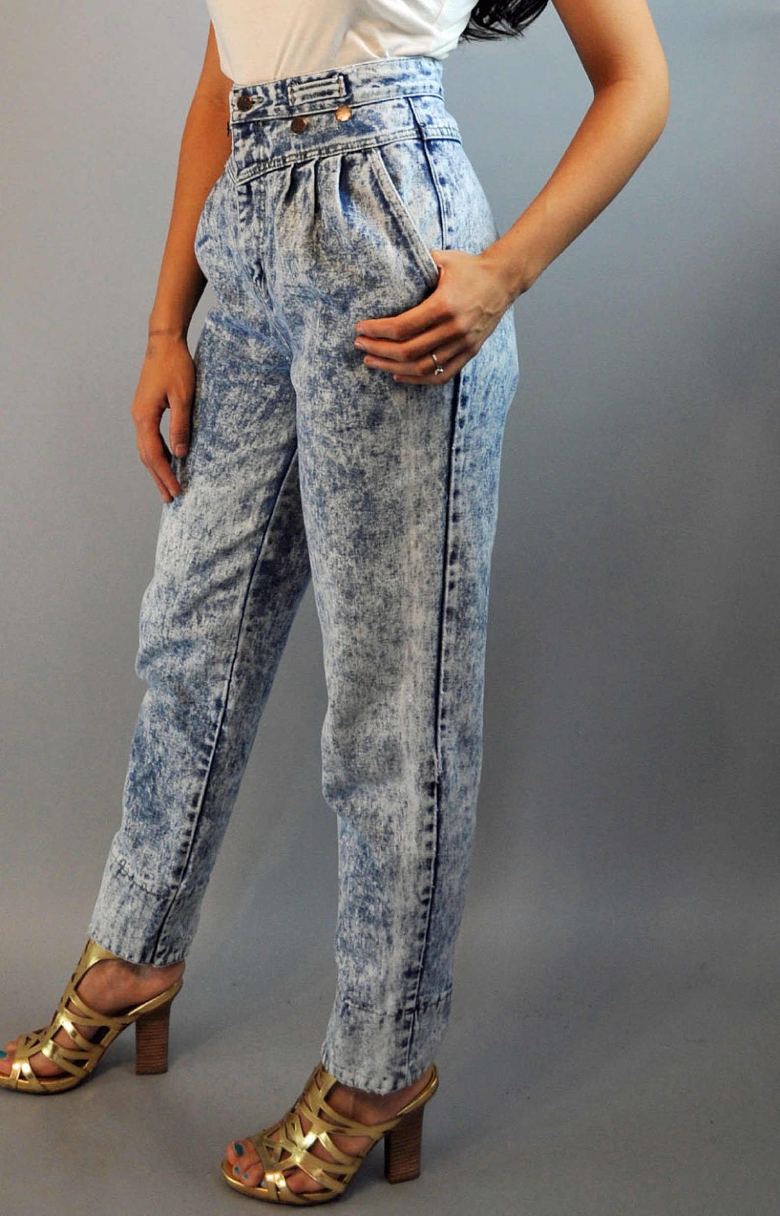 80s High Waist Jeans Acid Wash Jeans Vintage Denim Harem Jeans Etsy