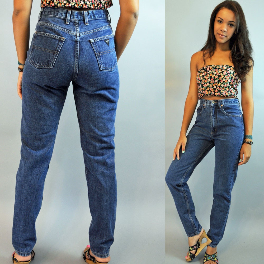 80s High Waisted Jeans / Womens Vintage Guess Jeans Distressed | Etsy