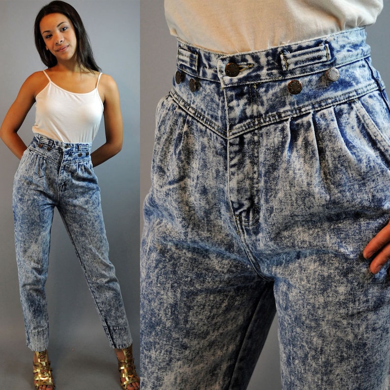 80s High Waist Jeans Acid Wash Jeans Vintage Denim Harem Jeans Etsy