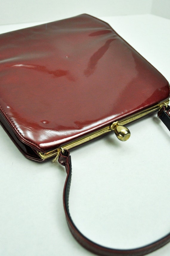 Items similar to 50s leather HANDBAG PURSE - Bing Cherry Red Patent ...