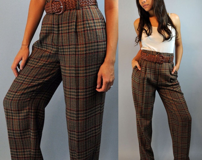 high waisted plaid pants