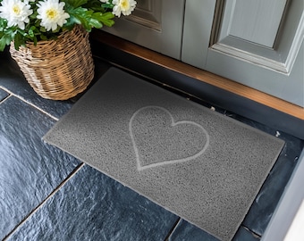 Heart Doormat Embossed Textured PVC Coil Spaghetti Indoor Outdoor Doormat