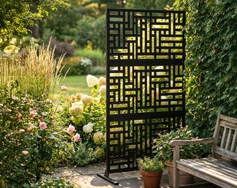 Metal Garden Screen Panel Privacy Screen Geometric - 90cm x 180cm
