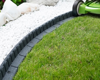 Flexible Recycled Rubber Garden Edging: Mower Friendly Lawn Border (1.2m)