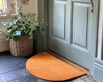Halfmoon Synthetic Coir Doormat: Non-Slip Rubber Backed Entrance Mat