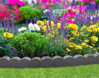 Flexible Scallop Garden Edging: Recycled Rubber Lawn Border (1.2m)