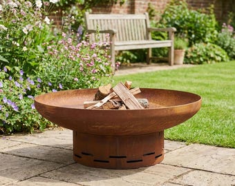 Large Corten Steel Fire Pit: Rustic Outdoor Fire Bowl (70cm and 91cm)