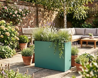 Green Galvanised Steel Trough Planter for Indoor & Outdoor Use – 90 x 82cm