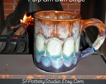 Handmade Stoneware Coffee Mug | 18oz Large Artisan Pottery Cup, Unique Glaze