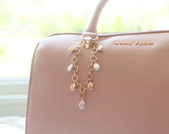 Mixed Gold and Silver Coffee Beans Chain Bag Charm, Swivel Clasp Keychain, Purse and Backpack Accessory, Perfect Gift