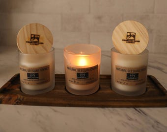 Decorative Wood 3 Candle Display Tray | 14”L x 5”W
