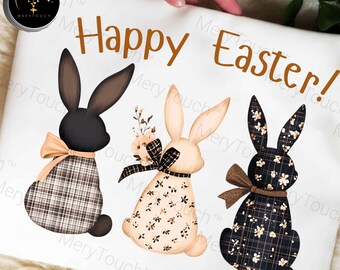 Happy Easter Bundle Sunday Bunny PNG Leopard Camo Zebra Sublimation Spring Checkered Floral Rabbit Coquette Bow Retro Trendy Ester Hunter