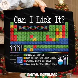Can I Lick It PNG, Funny Chemistry Periodic Table Digital Design SVG for Science Teachers, Students Nerds Scientist 100 Days Of School Gift