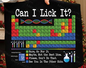 ¿Puedo lamerlo? PNG, Tabla periódica de química divertida, diseño digital SVG para profesores de ciencias, estudiantes, nerds, científicos, regalo de 100 días de clases.