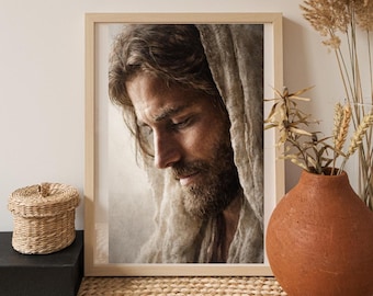 Jesus Christ Portrait Art, Christian Canvas Poster