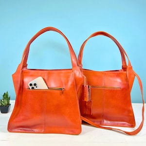Genuine Leather Tote Bag for Women: Handmade Large Shoulder Bag for Work, School & Everyday, Custom Crossbody Mother&#39;s Day Gift, Anniversary