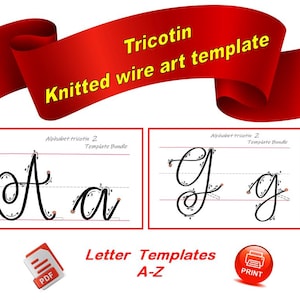 Alfabeto Tricotin, letras mayúsculas y minúsculas para imprimir.
