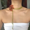 Orange Lily Beaded Necklace: Adjustable Floral Lariat Choker product logo