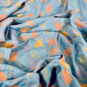 Coperta fatta a mano in cotone con foglie di ginkgo: copridivano boho