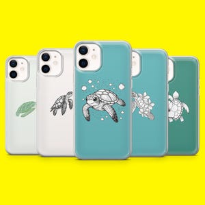 Custodia per telefono minimalista a forma di tartaruga e rettile oceanico per iPhone 16, 15, 14, 13, 12, Samsung S25Ultra, S24, S23FE, A54, A34, A15, A14, Pixel 9Pro, 8A, 7