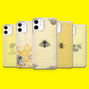 Custodia per telefono Honey Bee, motivo floreale minimalista, per iPhone 16, 15, 14, 13, 12, Samsung S25Ultra, S24, S23FE, A54, A34, A15, A14, Pixel 9Pro, 8A, 7A XL