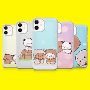 Custodia per telefono con orso Bubu e Dudu, motivo panda, carina, per iPhone 16, 15, 14, 13, 12, Samsung S25Ultra S24 S23FE A54 A34 A15 A14 Pixel 9Pro 8A 7A XL