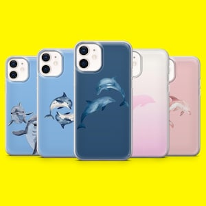 Custodia per telefono con motivo a delfino e oceano, stile minimalista, per iPhone 16, 15, 14, 13, 12, Samsung S25Ultra, S24, S23FE, A54, A34, A15, A14, Pixel 9Pro, 8A, 7A.