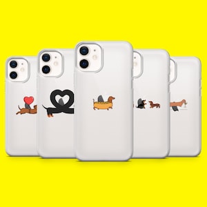 Custodia trasparente per telefono con motivo bassotto, minimalista, per iPhone 16, 15, 14, 13, 12, Samsung S25Ultra, S24, S23FE, A54, A34, A15, A14, Pixel 9Pro, 8A, 7A
