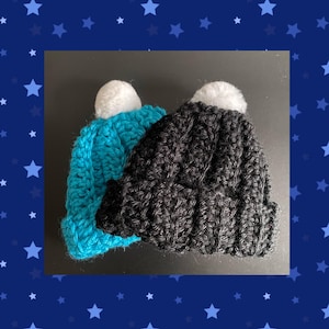 Crochet beanie hat for 14-inch & 14.5-inch dolls