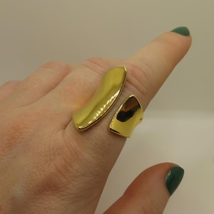 18k Gold Plated Chunky Ring, PVD Waterproof Statement Ring, Asymmetric Ring, Geometric Ring, Celtic Ring, Irregular Ring, Twist Thick Ring