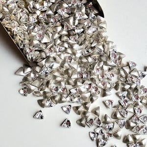 5mm Swarovski Crystal Triangle Stones: Clear Faceted Foiled (10 pc lot)