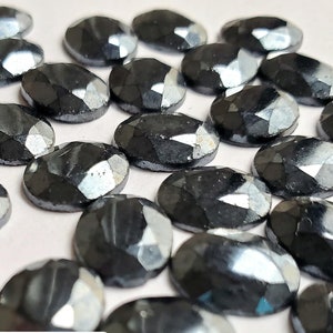 Piedras cabujón de hematita natural facetadas, OVAL 2195, tamaño 10 m x 8 mm para hacer joyas, reparaciones (se venden en pares)