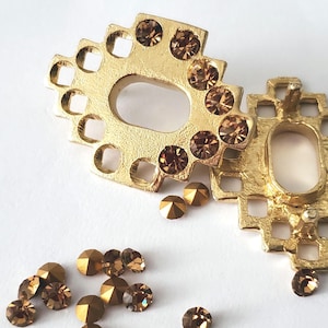Clara Studio Kasavina geometric gold medallions for purse mounts, handmade elements, factory remainders, upcycle (two available)