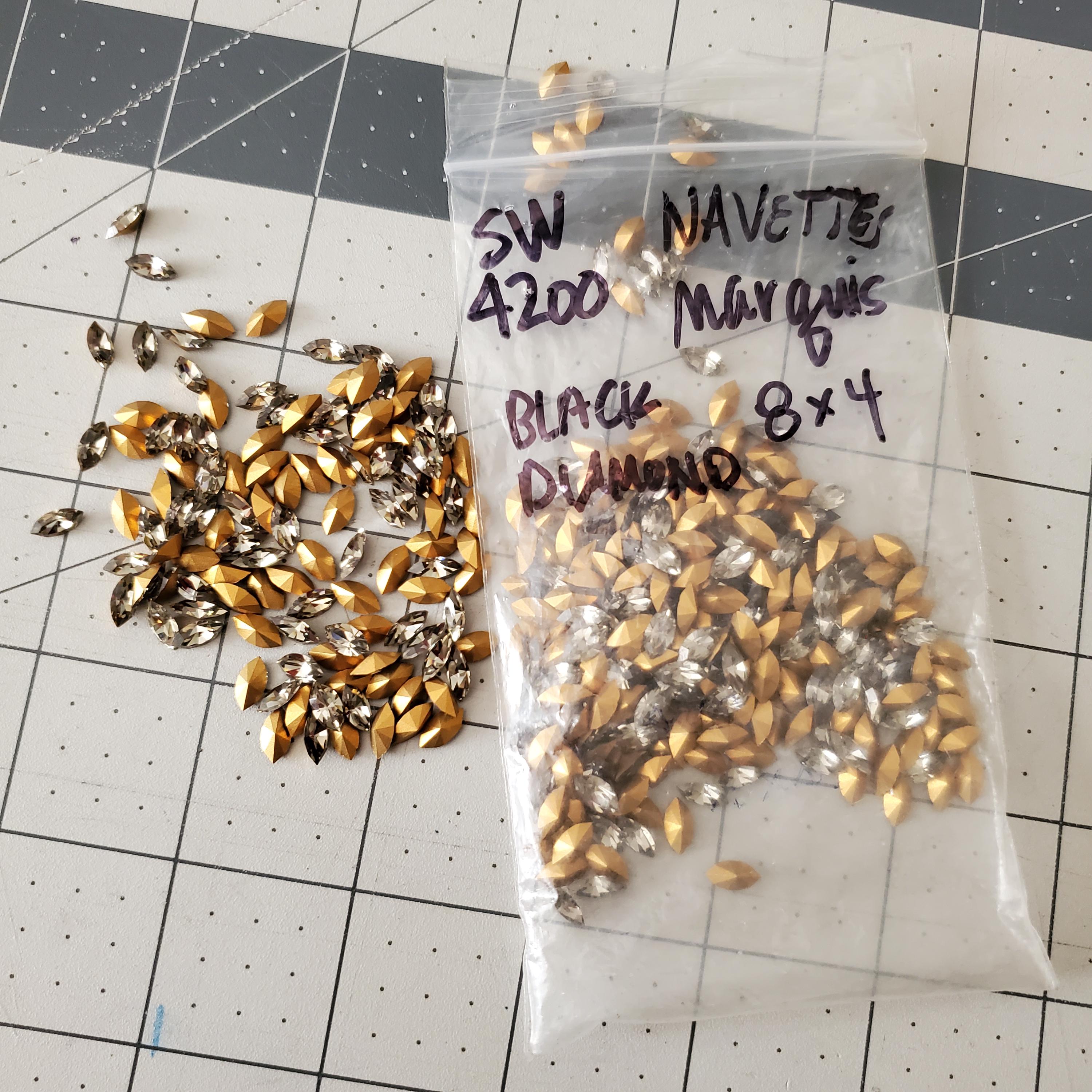 4228 Swarovski Xilion Navette Fancy Stones, Black Diamond
