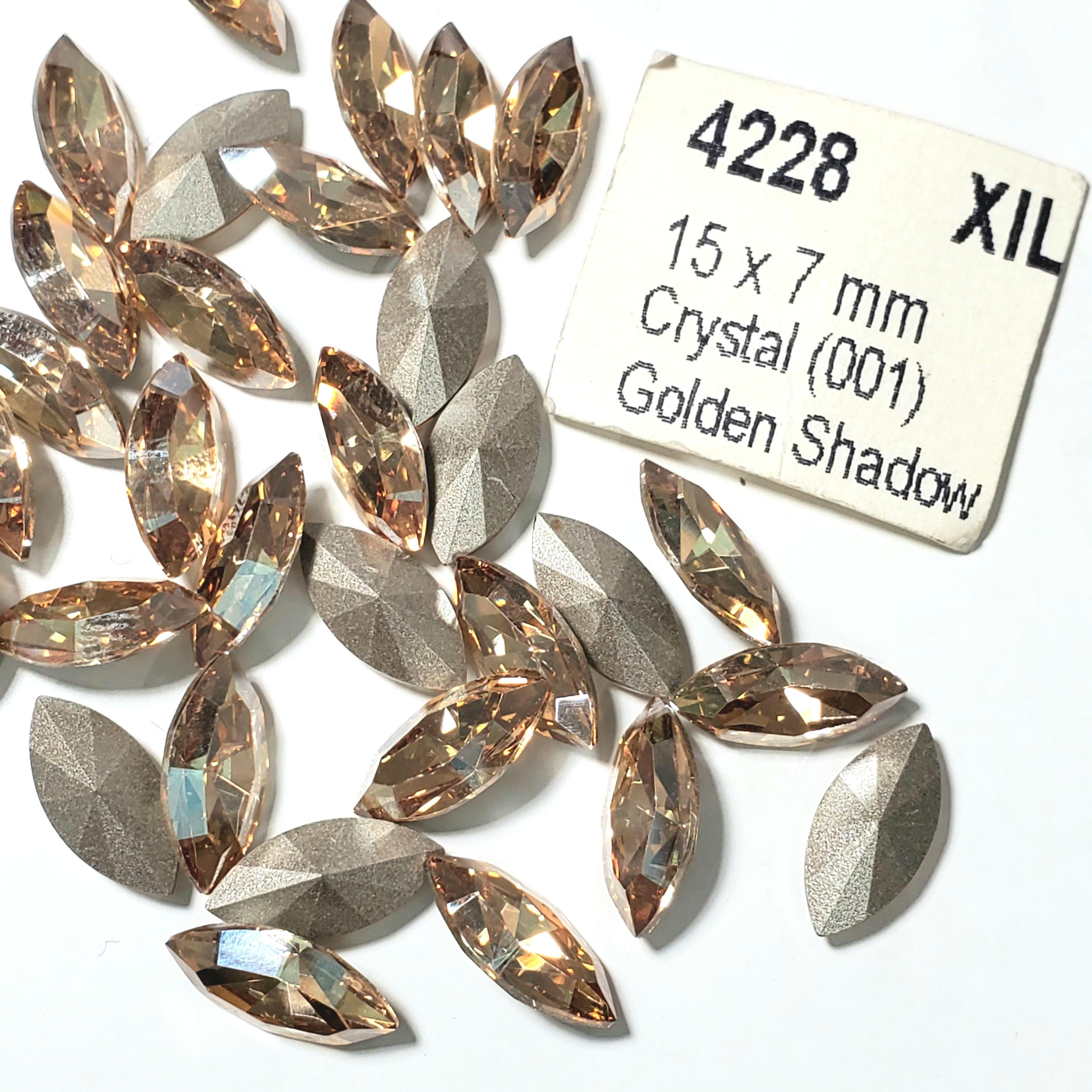 Swarovski 4428 Golden Shadow Crystal Navette Stones, 15x7mm (pair
