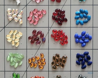 Cabochon ovali in vetro ceco Preciosa, pietre piatte per la creazione di gioielli (lotti da 10 pezzi)